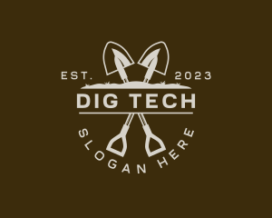 Shovel Digging Lawn logo design