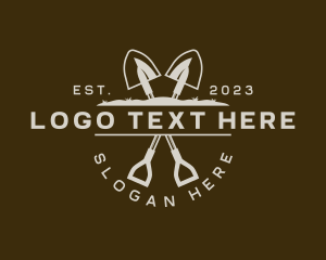 Yard Care - Shovel Digging Lawn logo design