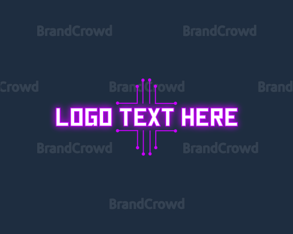 Purple Computer Circuit Wordmark Logo