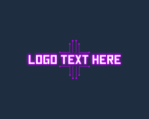Computer Games - Purple Computer Circuit Wordmark logo design