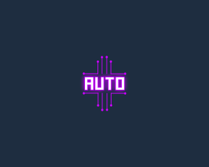 Line - Purple Computer Circuit Wordmark logo design