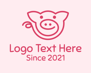 Meat Shop - Pink Piggy Doodle logo design
