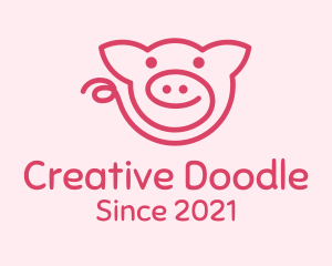 Pink Piggy Doodle logo design