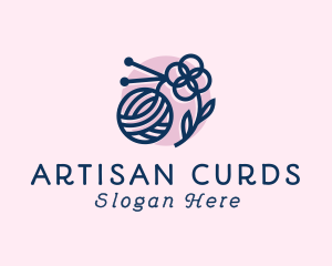 Knitting Wool Flower logo design