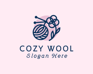 Knitting Wool Flower logo design