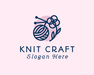 Knitting Wool Flower logo design