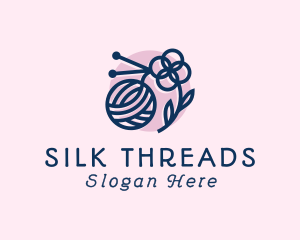 Knitting Wool Flower logo design