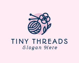 Knitting Wool Flower logo design