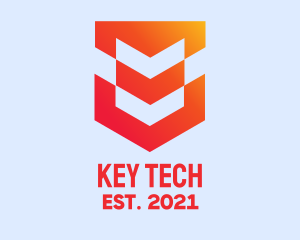 Orange Tech Shield  logo design