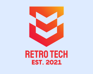 Orange Tech Shield  logo design