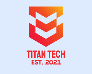 Orange Tech Shield  logo design