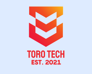 Orange Tech Shield  logo design