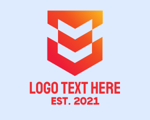 Online Protection - Orange Tech Shield logo design
