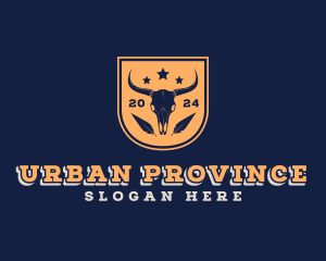 Province - Animal Skull Horn Shield logo design