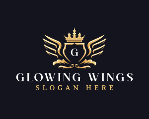 Premium Wings Crown logo design