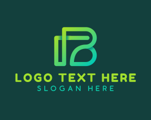 Gradient - Green Monoline Letter B logo design