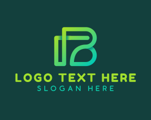 Startup - Green Monoline Letter B logo design