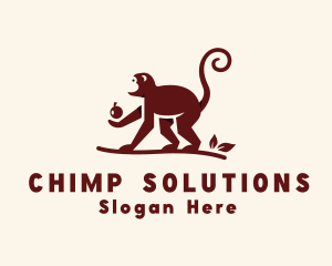 Chimpanzee - Wild Monkey Apple logo design