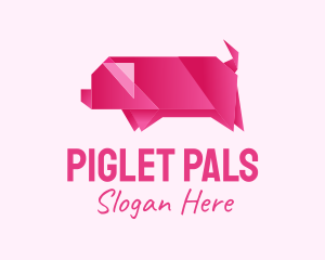 Piglet - Pig Origami Art logo design