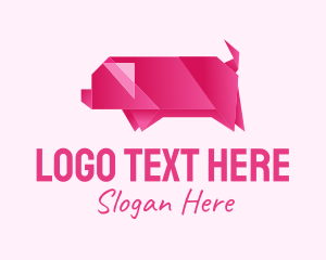 Meat Shop - Pig Origami Art logo design