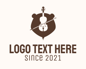 Musical Instrument - Grizzly Bear Violin logo design