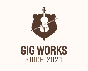 Gig - Grizzly Bear Violin logo design