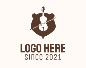 Musical Instrument - Grizzly Bear Violin logo design
