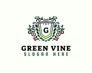 Vine Plant Shield logo design