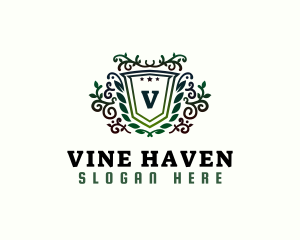 Vine Plant Shield logo design