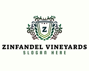 Vine Plant Shield logo design