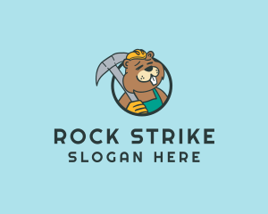 Mining Pickaxe Beaver logo design