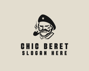 Beret - Smoking Soldier Man logo design