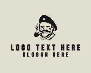 Beret - Smoking Soldier Man logo design