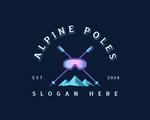 Ski Poles - Ski Mountain Snowboarding logo design