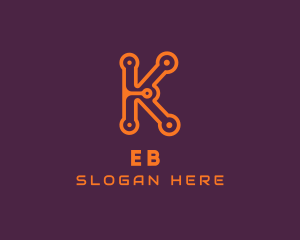 Business - Digital Circuit Letter K logo design