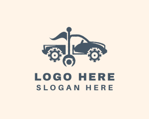 Mechanic Cog Pickup Truck Logo