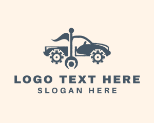 Pickup Truck - Mechanic Cog Pickup Truck logo design