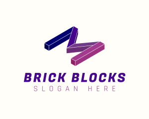 Blocks - 3D Blocks Letter M logo design
