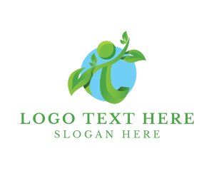 Vegan - Human Organic Leaves logo design