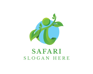 Vegan - Human Organic Leaves logo design
