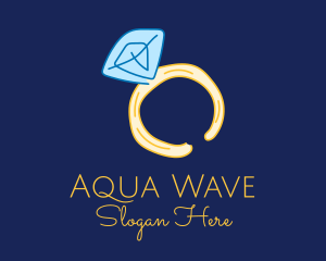 Aquamarine - Pink Sapphire Ring Line Art logo design