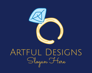 Pink Sapphire Ring Line Art logo design