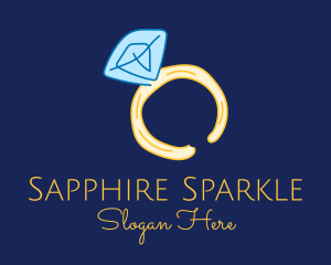 Pink Sapphire Ring Line Art logo design