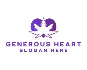 Cannabis Heart Leaf logo design