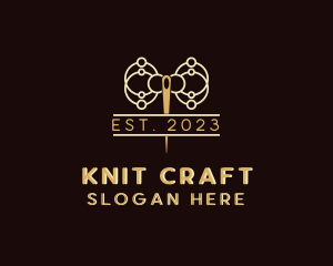 Knit - Needle Bow Sewing logo design