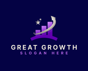 Bar Graph Growth Arrow logo design