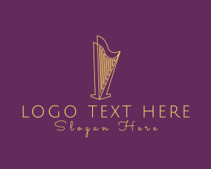 Live Music - Musical String Harp logo design