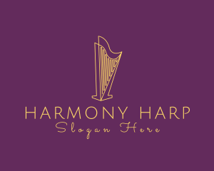 Harp - Musical String Harp logo design