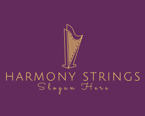 Musical String Harp logo design