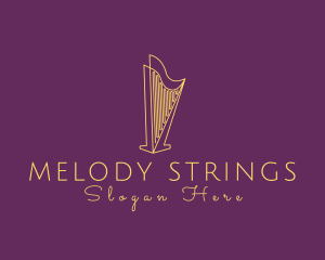 Musical String Harp logo design